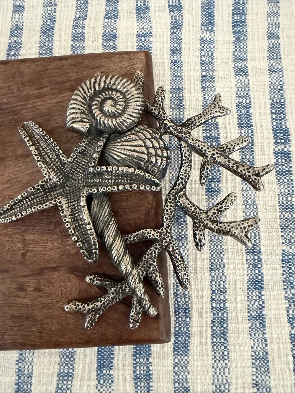 Mud Pie Starfish Wood Board Coastal Serving Tray